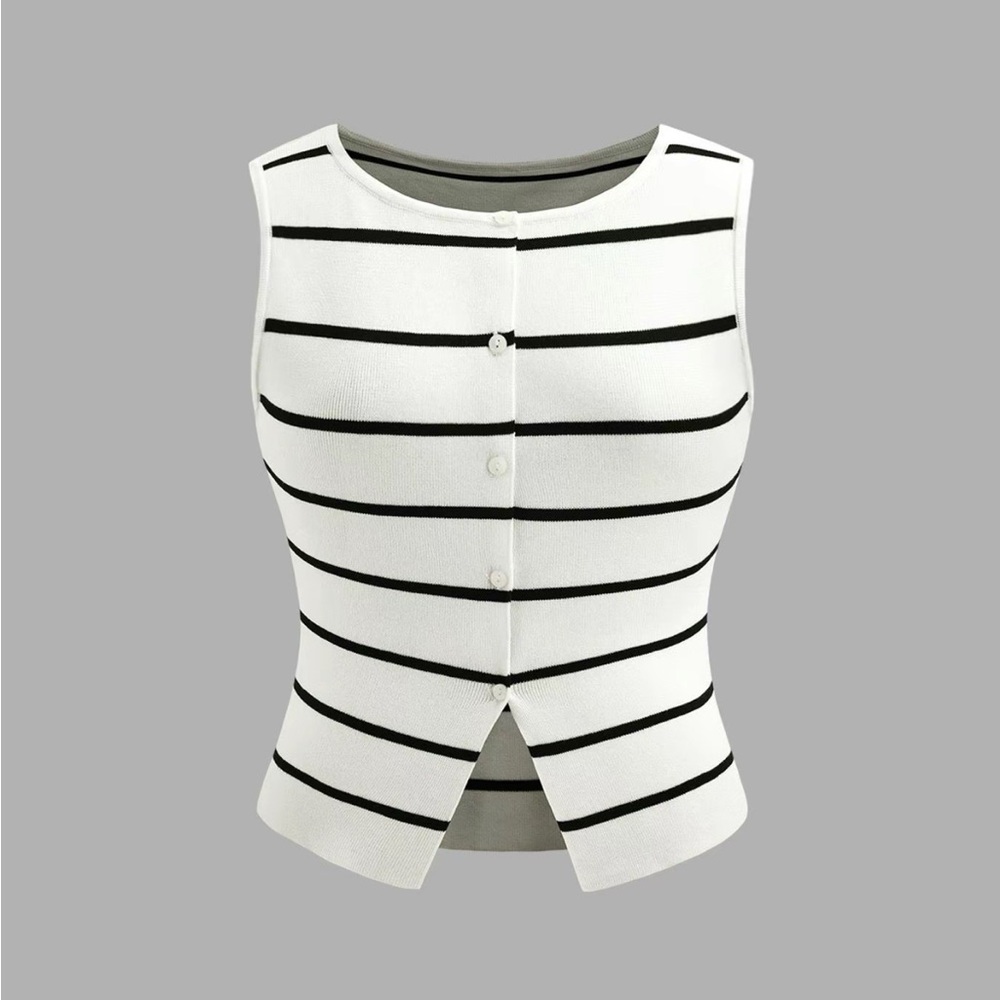 Black and White Sleeveless Crop Tank Top